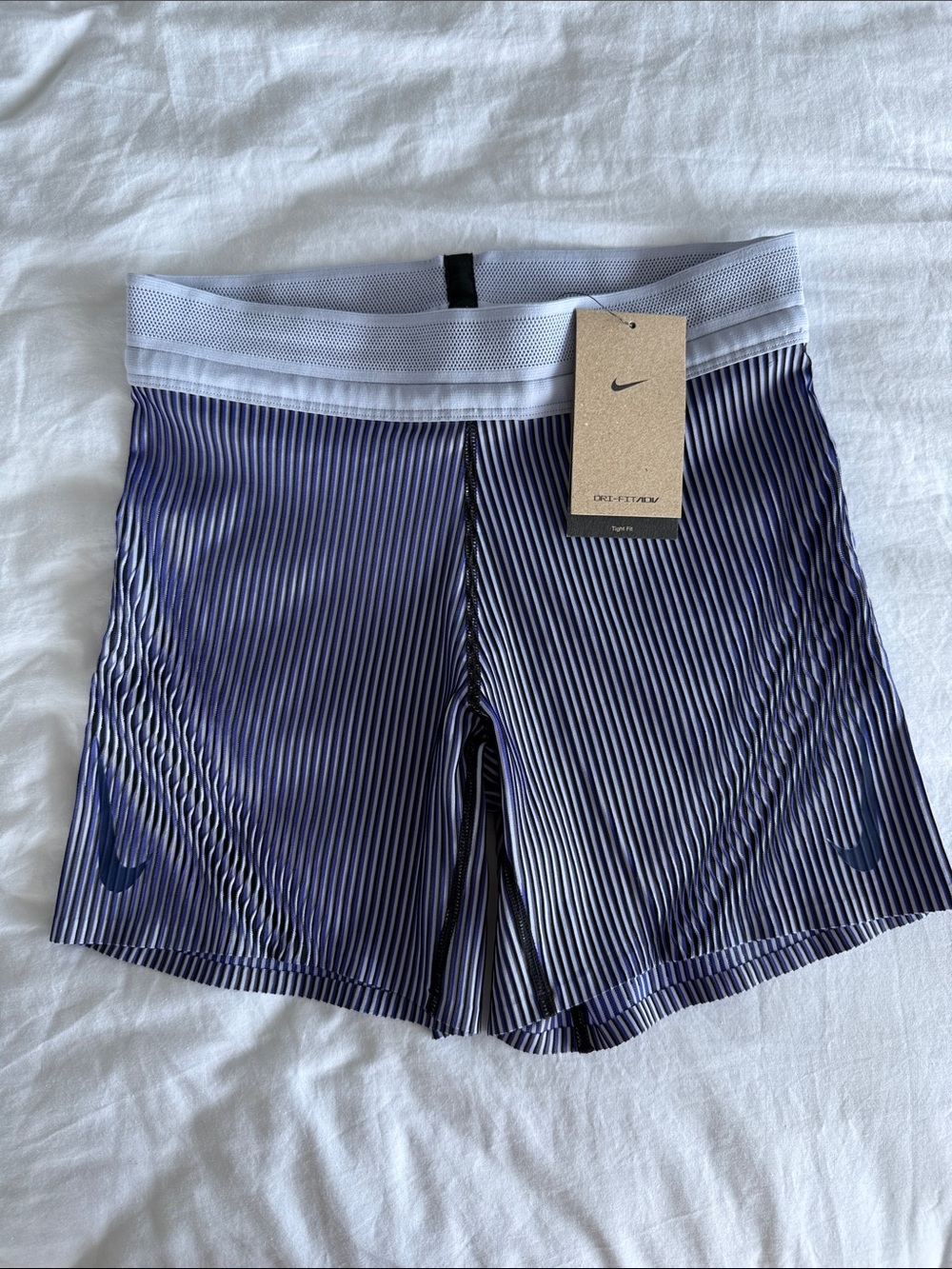 Nike Striped Athletic Compression Shorts - Blue/White